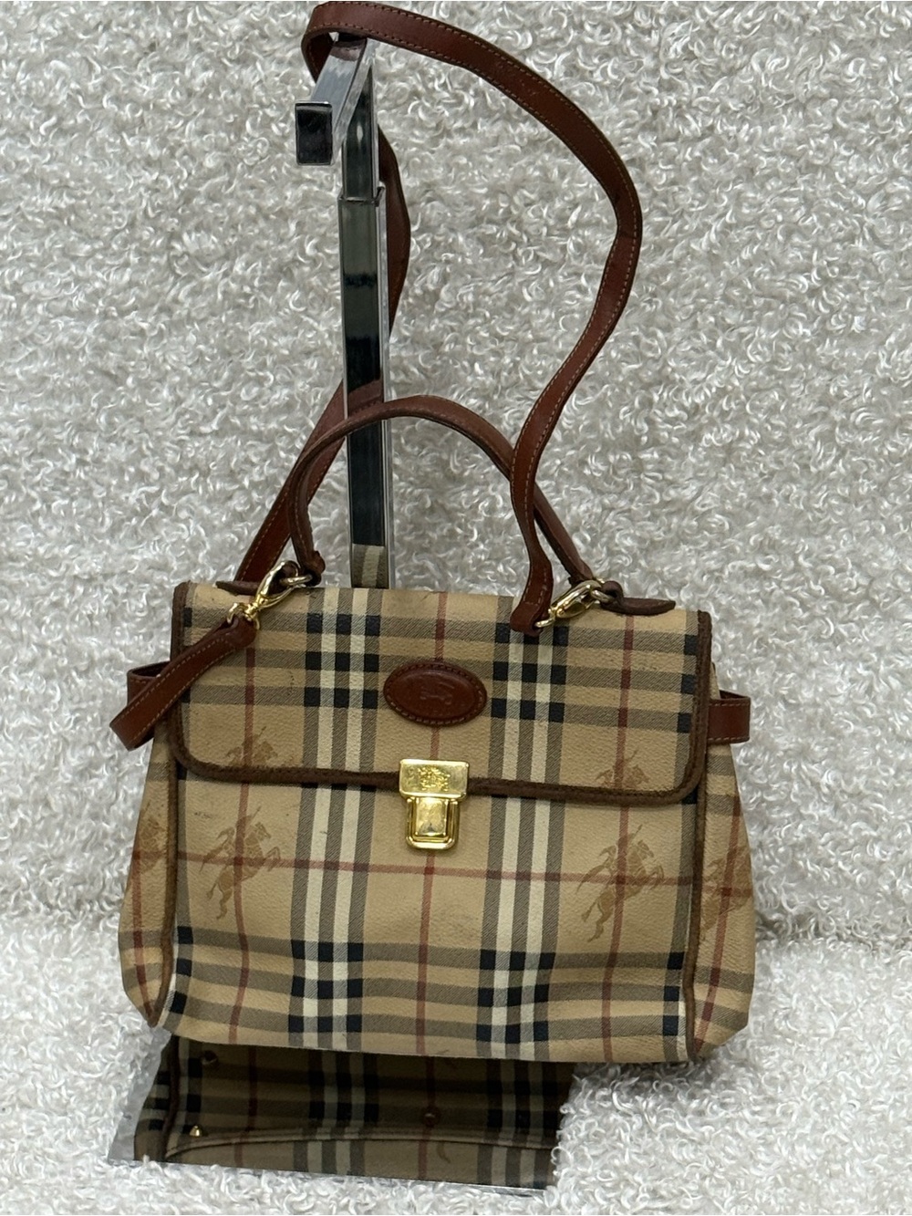 Burberry Haymarket Check Top Handle Bag - Picture 1 of 16